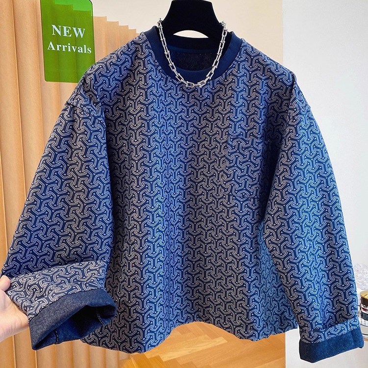 清仓捡漏~胖MM特大码240斤女装秋季圆领提花外套短款宽松减龄卫衣