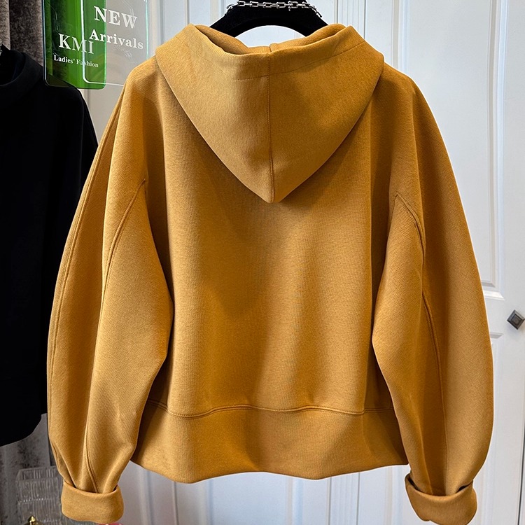 清仓捡漏~胖MM大码240斤女装秋冬半拉链连帽卫衣宽松设计感外套潮