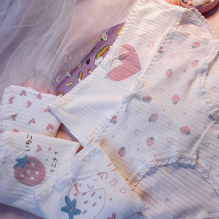 纯棉少女内裤日系可爱盐系春款简约蕾丝边弹力透气32cy