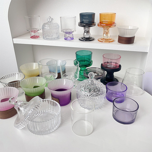 玻璃小花瓶空杯摆件香薰干花扩香石水晶石容器装饰器皿瓶子