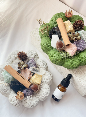 云朵干花晶石香薰扩香石摆件家用卧室内无火香氛杯diy女生日礼物