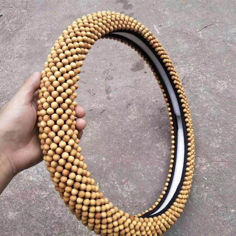 汽车珠子方向盘套通用坐垫太行崖柏手工编织佛珠夏季护颈枕车枕头