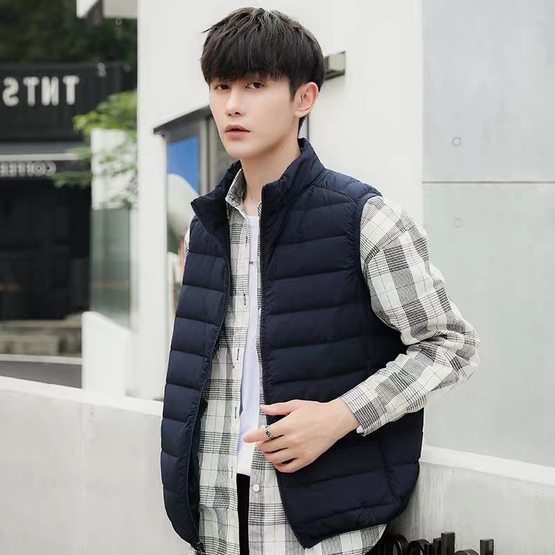 2024羽绒服马甲男轻薄款羽绒背心休闲无袖短款立领秋冬大码外套潮