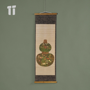 新款千里江山图葫芦双面竹丝挂画挂帘茶室搭配挂饰装饰画