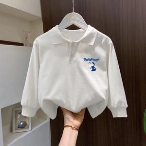 男童女童新款纯棉长袖T恤宝宝白色Polo衫潮儿童春秋季薄款打底衫