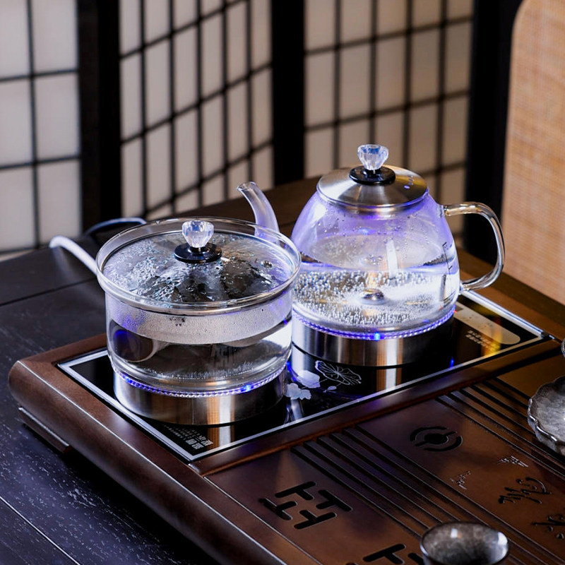 全自动四合一电热炉茶炉一体玻璃自动抽水上水烧水茶具茶盘防烫