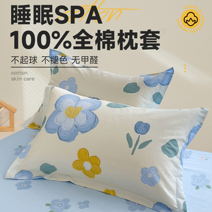 家用加厚100全棉枕头套单人48x74cm枕芯内胆套 ins纯棉枕套一对装
