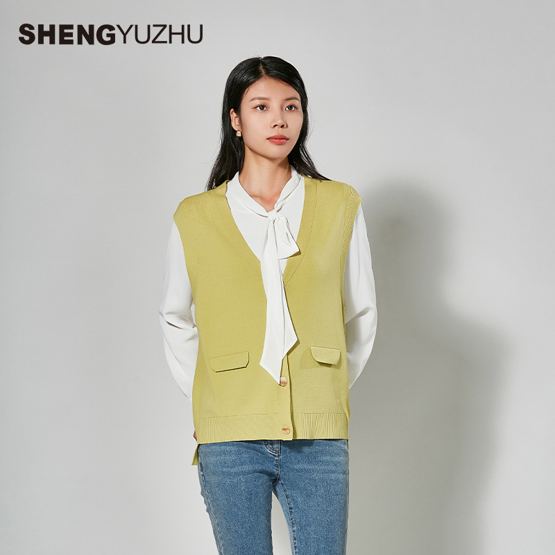 声雨竹无袖针织开衫女夏新款