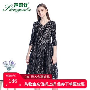 甜美纯色套头中腰中长款 衣裙 A字裙 连修身 声雨竹官方旗舰店秋新款