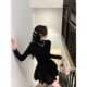 小香长袖 韩语琳 富家千金赫本风小黑裙女2025春春法式 针织连衣裙