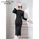 气质长袖 连衣裙2025新款 女春季 韩语琳法式 修身 显瘦设计感小众裙子