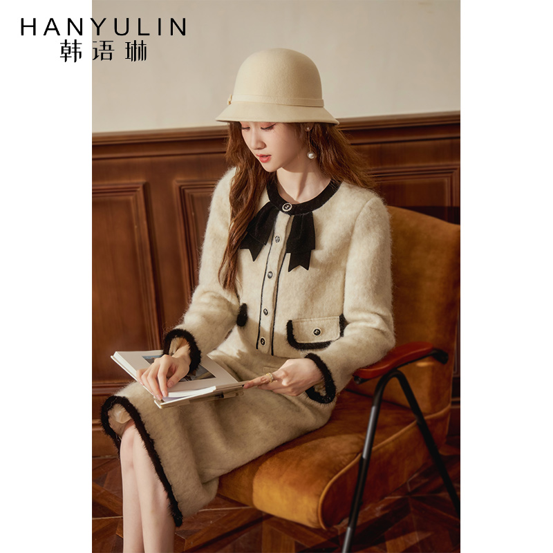韩语琳空间秋冬两件套毛呢外套