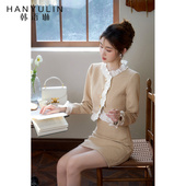 韩语琳 半身裙 气质2025新款 小香风卡其色短外套套装 女高级感时尚