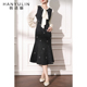 法式 韩语琳 气质拼接鱼尾裙子 春季 款 小香风长袖 连衣裙女2025新款