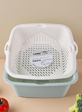 双层沥水篮洗菜蓝子多功能塑料盆客厅汲厨房神器水果盘大号筐家用
