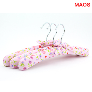 MAOS布艺衣架儿童卡通可爱蝴蝶结衣橱收纳架实木龙骨衣挂