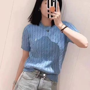 25早春女裝 絞花針織衫 小馬仔純棉圓領(lǐng)短袖
