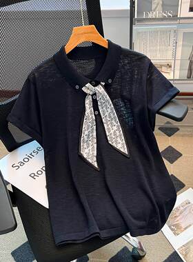 特大码300斤冰丝薄款polo衫t恤女