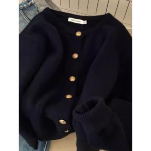 高级感小金扣软糯针织开衫 2025冬季 毛衣外套 180斤胖mm大码 160