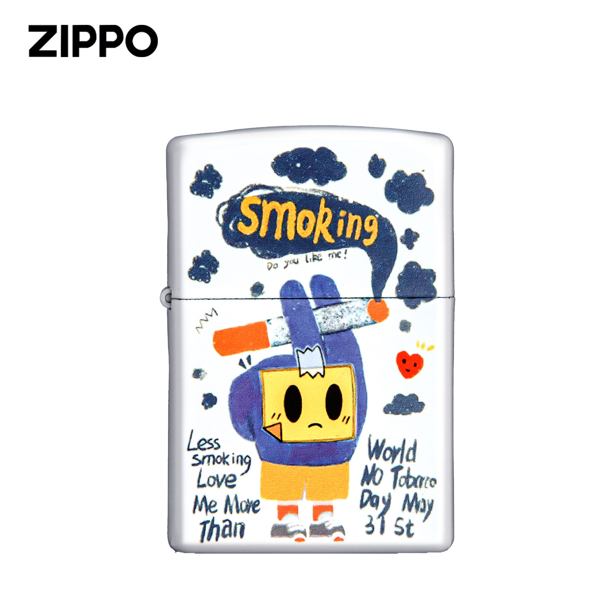 ZIPPO 煤油防风打火机 少抽烟多爱我送男友礼物收藏可爱礼盒