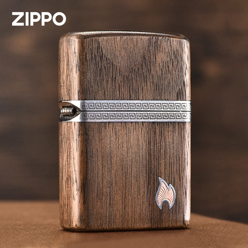ZIPPO打火机木纹火焰标芝宝防风木头打火机定制签名男士礼物礼盒