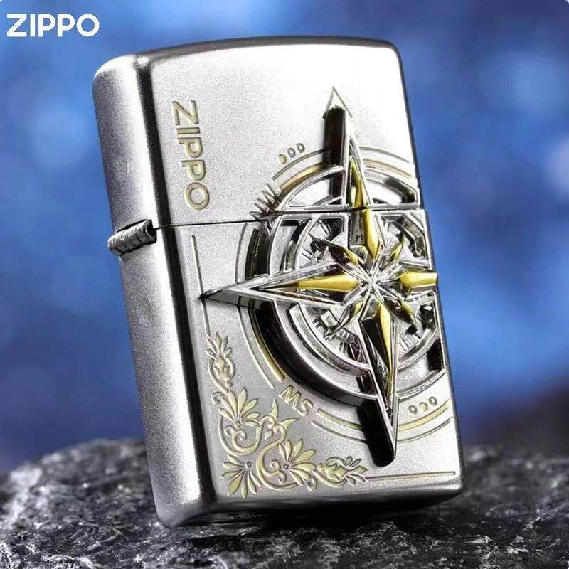 zippo爱情指南针贴章打火机防风煤油火石送男友七夕