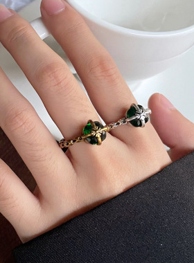 925银戒指女镶钻不掉色戒指礼物