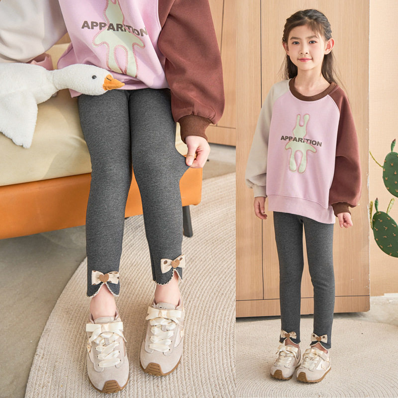 新款春秋抓毛薄绒女童裤 韩版大蝴蝶结女童打底裤 保暖女童裤子,童装/婴儿装/亲子装,裤子,淘宝优惠券,粉丝福利购,淘宝优惠卷