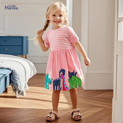 Little maven工厂直供新款女童连衣裙夏季欧美跨境童裙卡通童裙