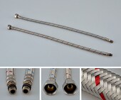 1对 厨房龙头面盆龙头进水管软管 304不锈钢丝编织管 单头铜螺母