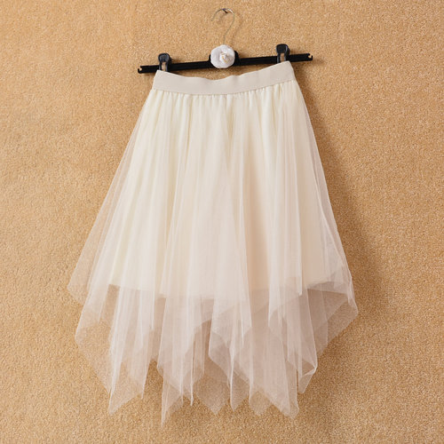 不规则小清新a字蓬蓬网纱半身裙