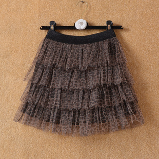 高腰百搭蓬蓬短裙豹纹层层蛋糕裙A字半身裙女 时尚 2022春夏季 新款
