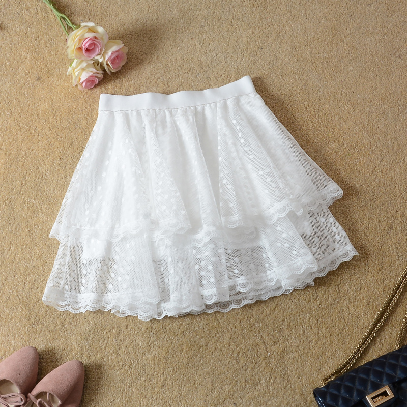 夏季女士蛋糕短裙蕾丝网纱半身裙