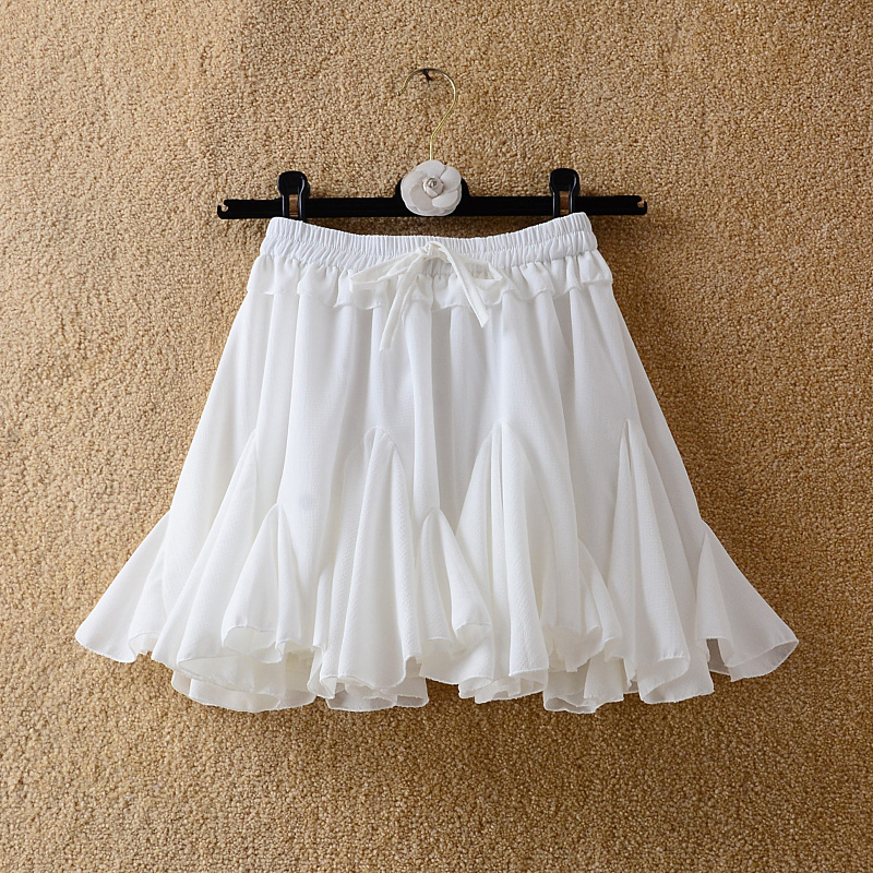 夏季韩版高腰短裙女雪纺半身裙子