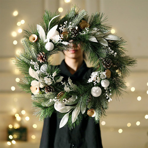 北欧圣诞节装饰品花环藤条门挂