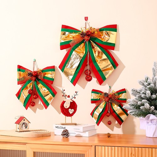 圣诞节装饰2025新款蝴蝶结橱窗装扮挂件圣诞树挂饰场景布置小配件