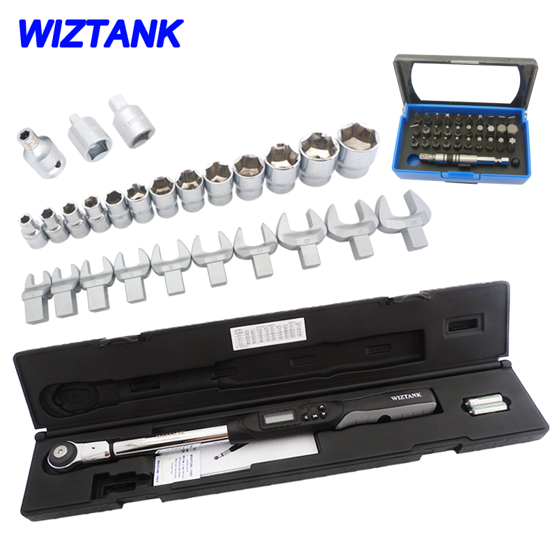 台湾进口WIZTANK可换头数显扭力扳手WEC4系列开口头套筒60件套装