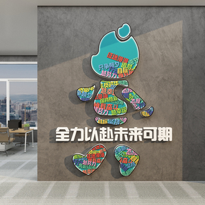 企业文化办公室墙面装饰司2024励志贴氛围布置画高级感开门红职场