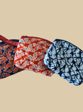 云南手工扎染天然草木染零钱包茶杯包钥匙包化妆包夹薄棉三件包邮