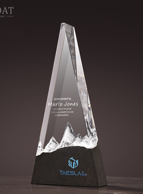 创意水晶奖杯定制高档大气山峰内嵌年会优秀员工嘉奖纪念订制订做