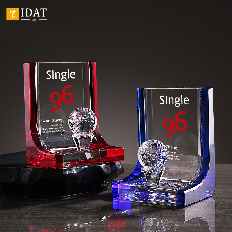 创意水晶奖杯定制定做高档大气高尔夫一杆进洞single纪念品订制