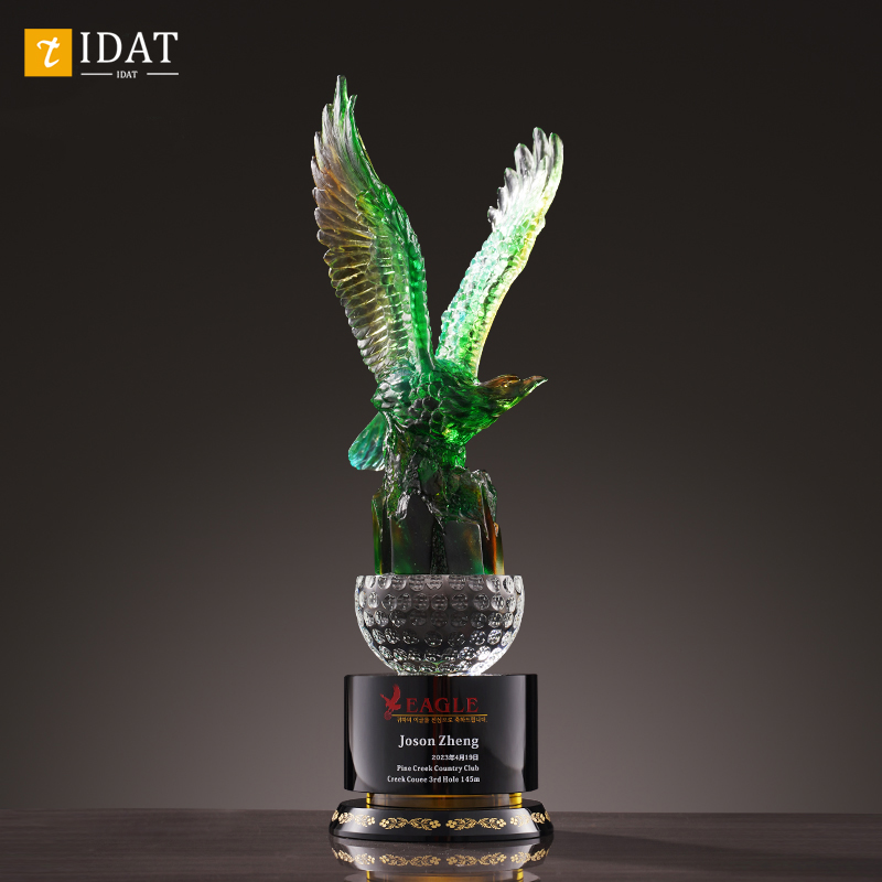 琉璃高尔夫水晶single奖杯定制一杆进洞EAGLE运动赛事纪念品定做