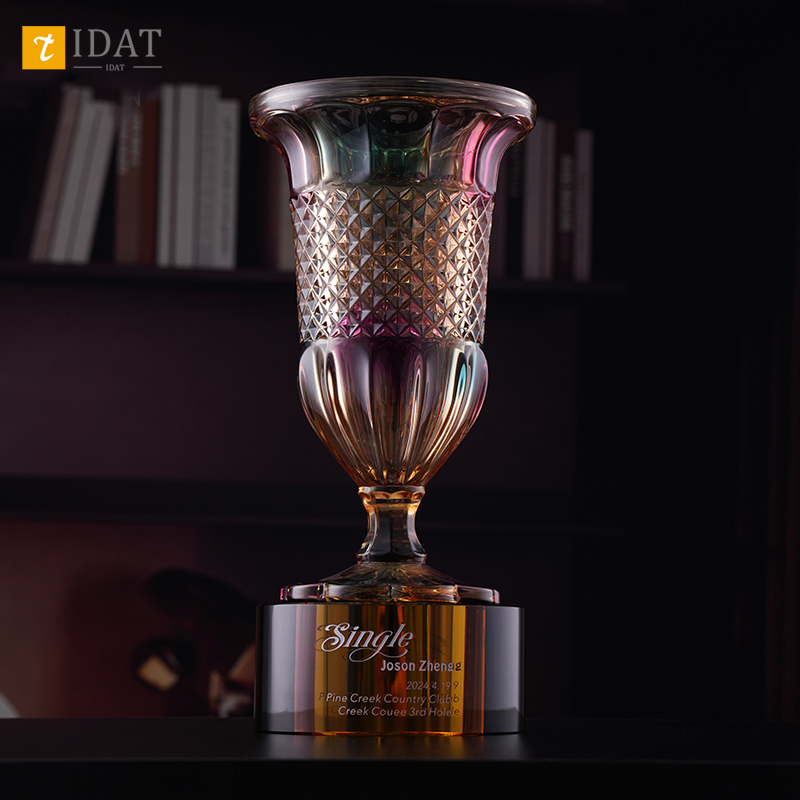 水晶奖杯定制高尔夫比赛颁奖single一杆进洞公司年会荣誉奖牌订做