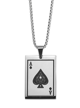 钛钢男女情侣逢赌必赢扑克牌项链