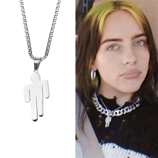 Billie Eilish 比莉艾利同款BLOHSH小人项链女碧梨ins街头吊坠男