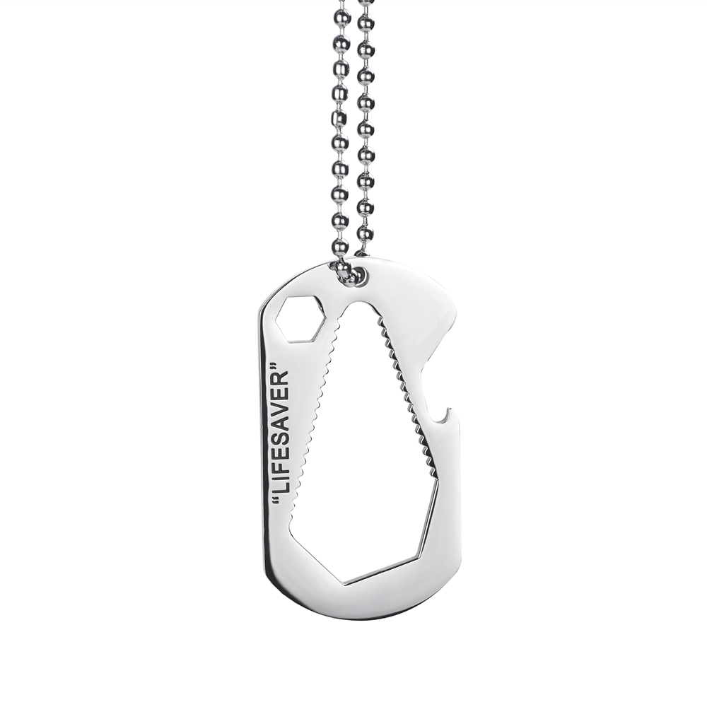 潮牌嘻哈lifesaver开瓶器项链 个性创意啤酒开瓶器吊坠钛钢毛衣链