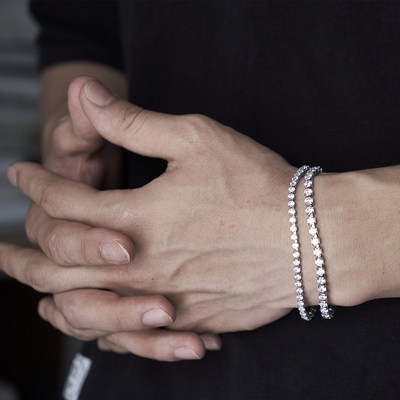 欧美风钛钢满钻百搭超闪手环