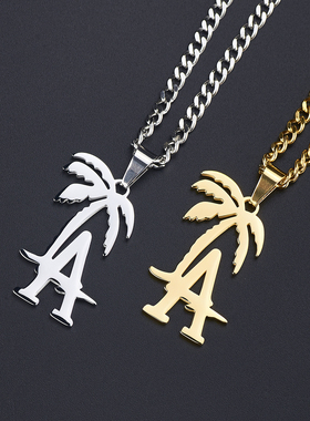 潮人嘻哈西海岸说唱风棕榈树项链