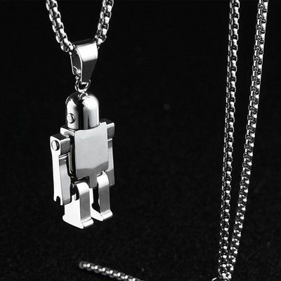 小机器人嘻哈蹦迪潮人街舞项链