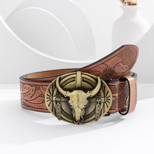 Men's Belt Brown Bull Head Buckle 男士皮带棕色牛头扣